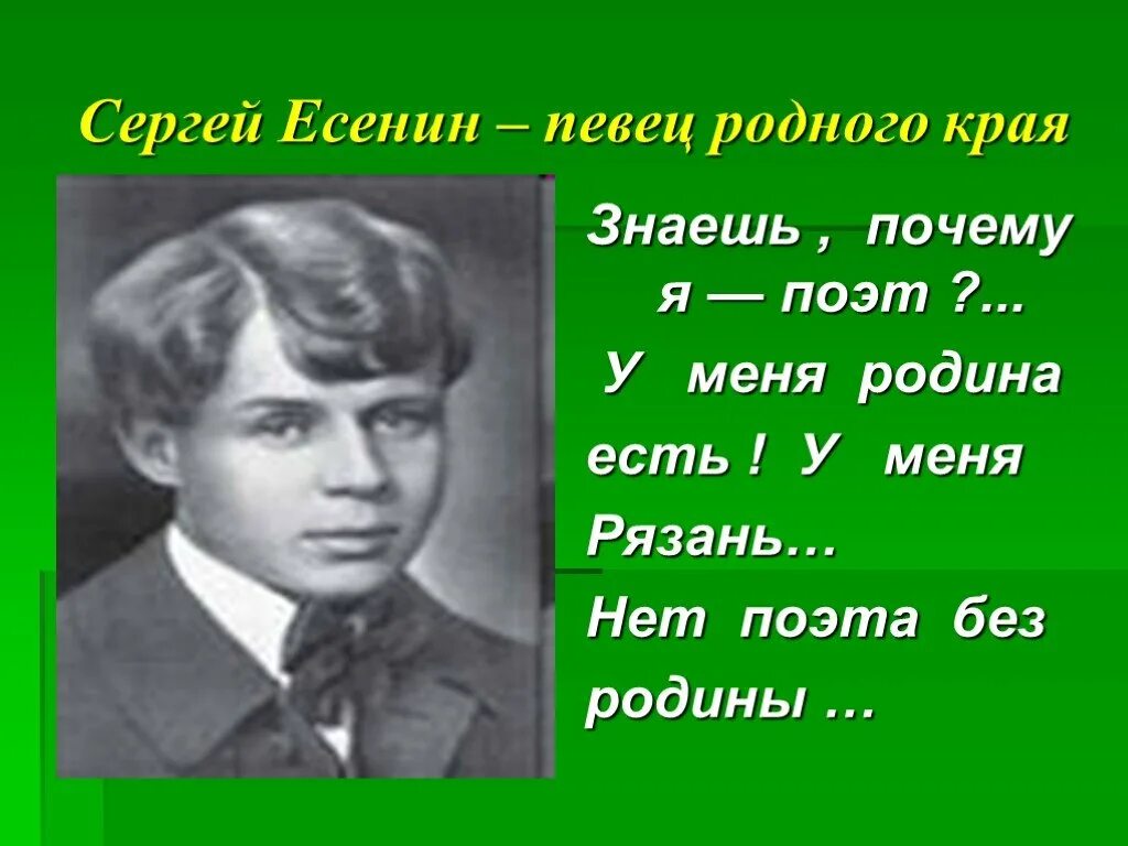 Какие темы звучат в стихотворениях есенина. Родной край Рязань Есенин стихи. Стихотворение Есенина. Есенин певец родного края.