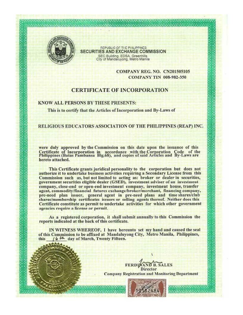 Sec certificate. Obtaining Licenses and permits for certain Enterprises. Legal assistance in obtaining Licenses, Certificates, permits.