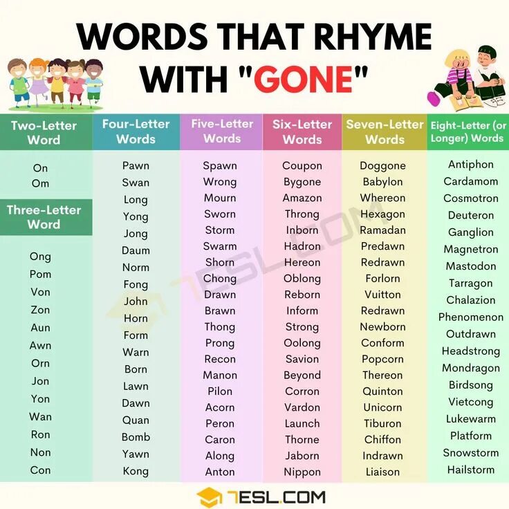 Write words that rhyme. Write words that rhyme