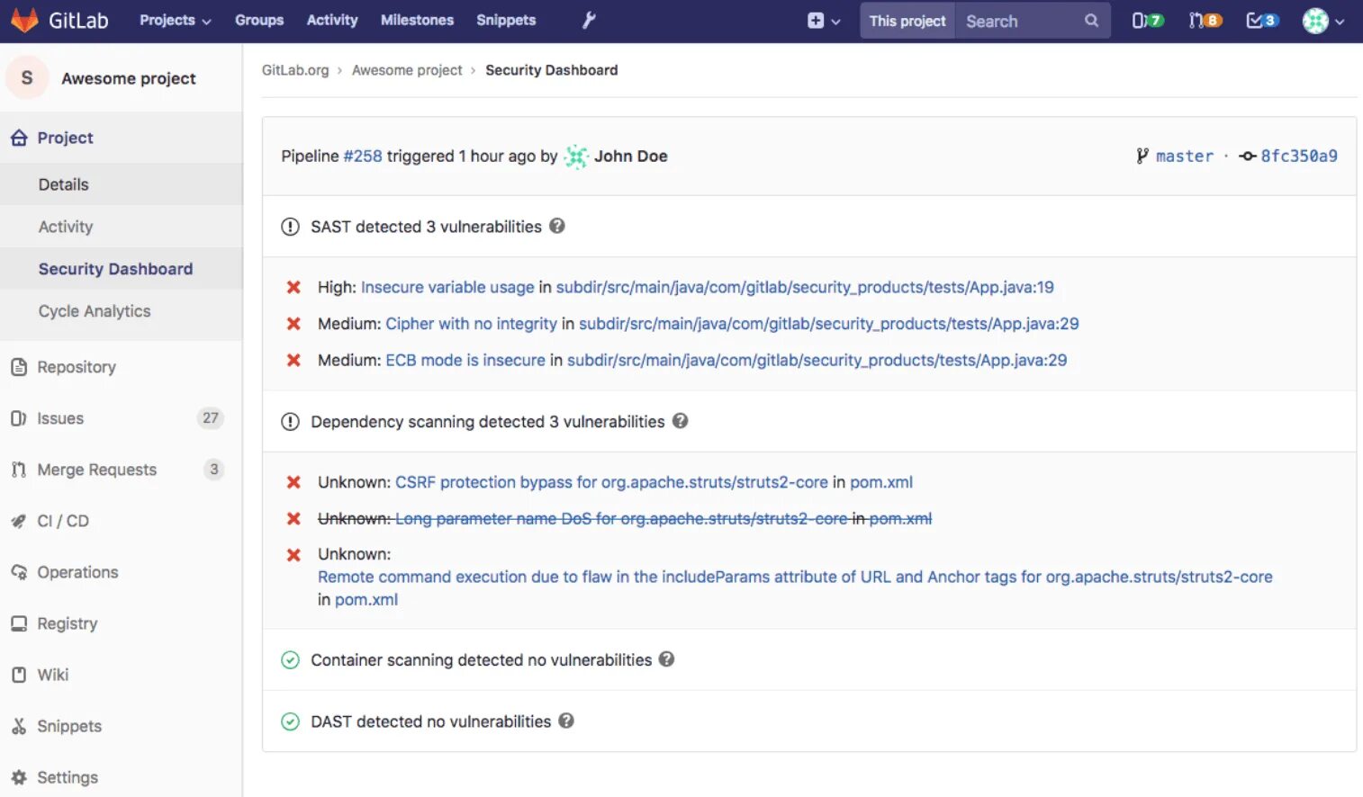 Xml security. Gitlab. панель управления безопасность. gitlab wiki. security project.