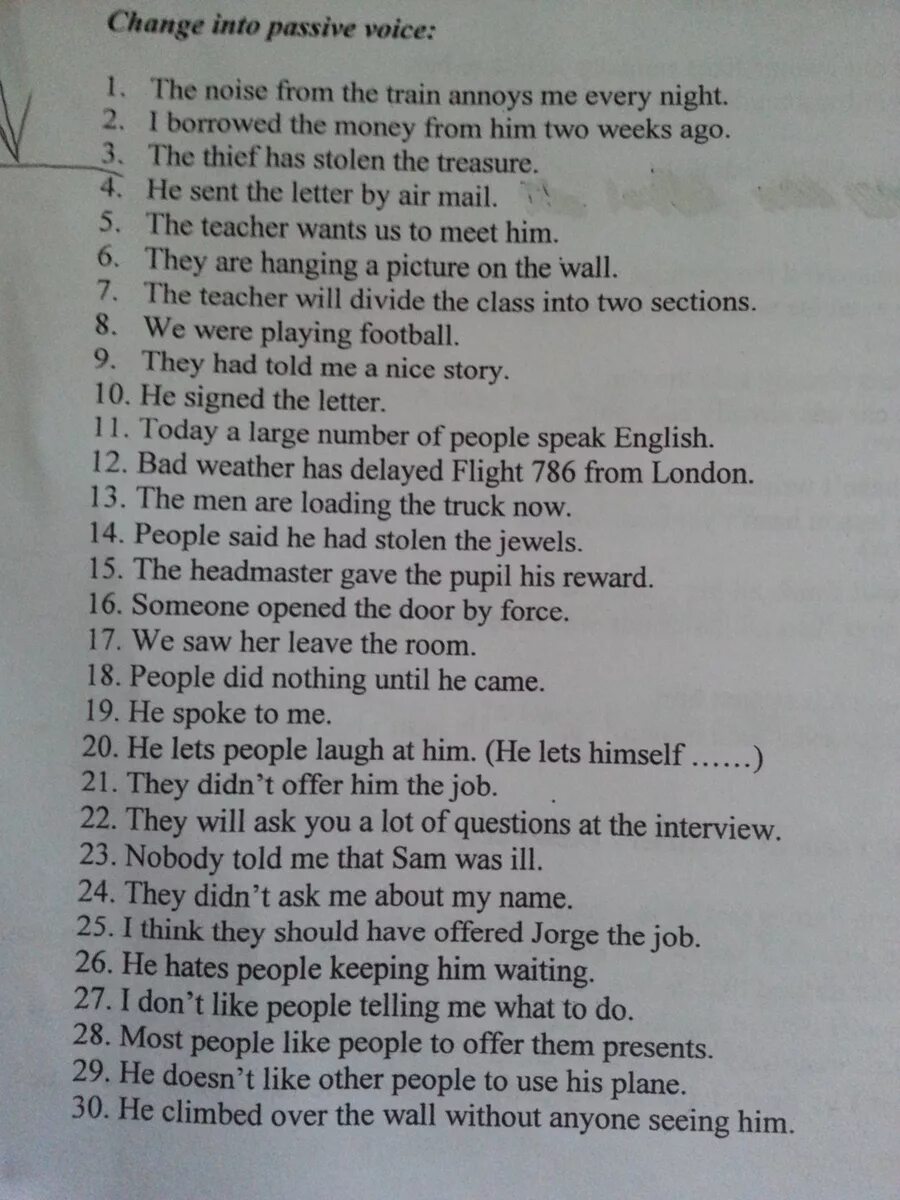 Change the following sentences into passive. Let make Passive Voice. Let Passive.