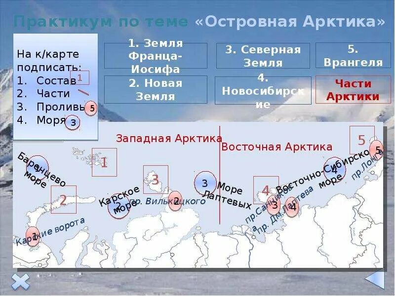 Острова россии 8 класс. Расположение Арктики. Острова Западной Арктики. Острова Восточной Арктики. Таблица острова Арктики.