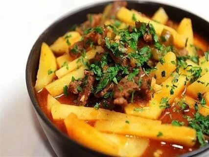 Картошка с мясом с огурцами
