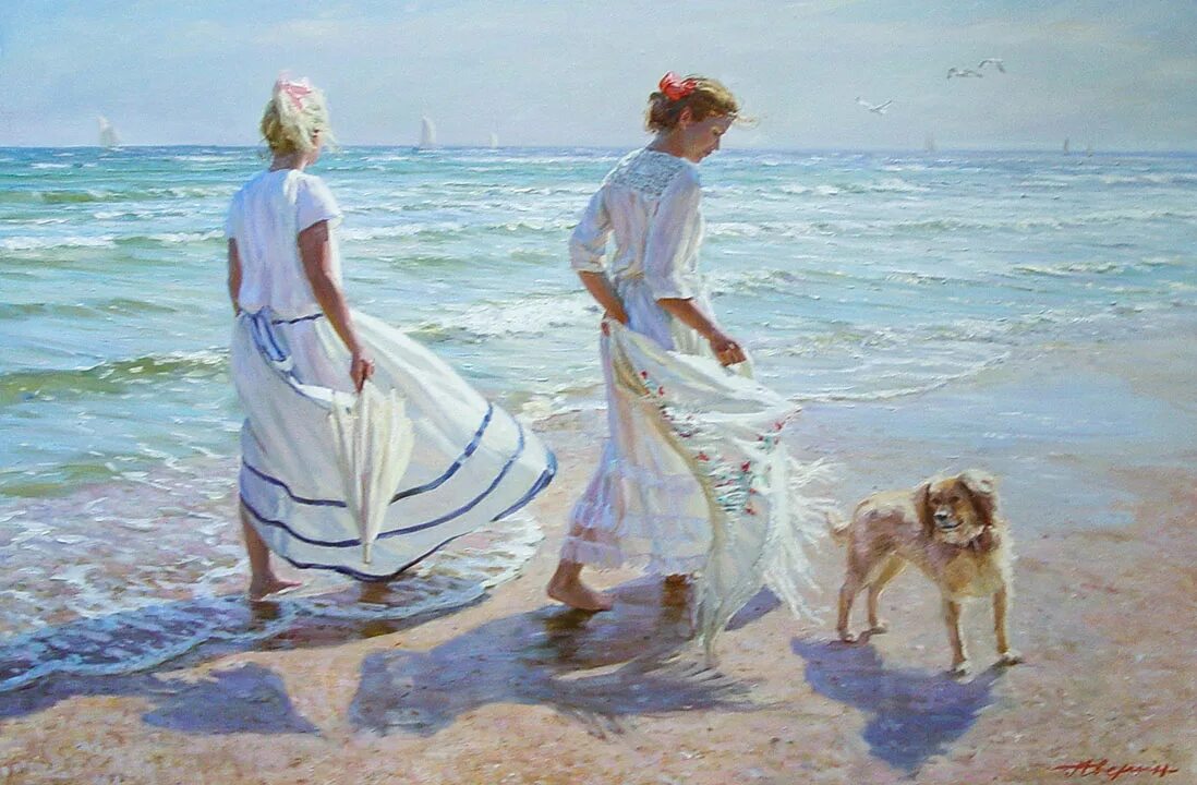 Летом многие гуляя по берегу моря собирают. Летом многие гуляя по берегу моря собирают. Влюбленные на море. Художник александр аверин лето. Летом многие гуляя по берегу моря собирают.