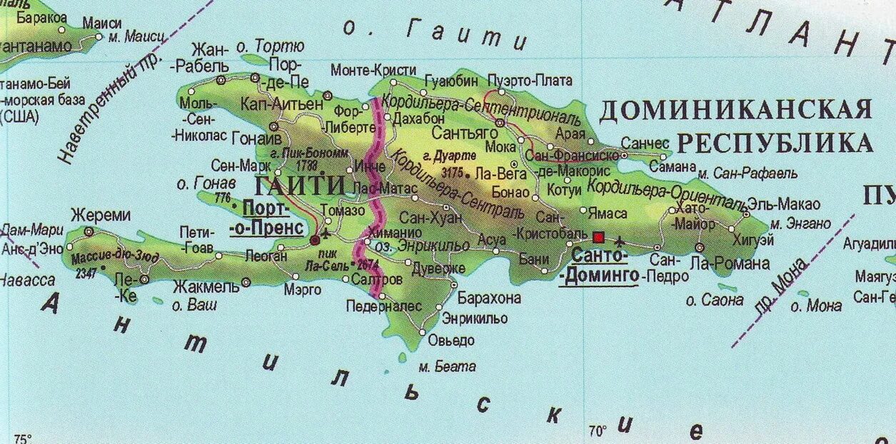 Страна доминикана где находится. Доминикана физическая карта. Географическая карта Доминикана. Доминиканская Республика географическое положение на карте.