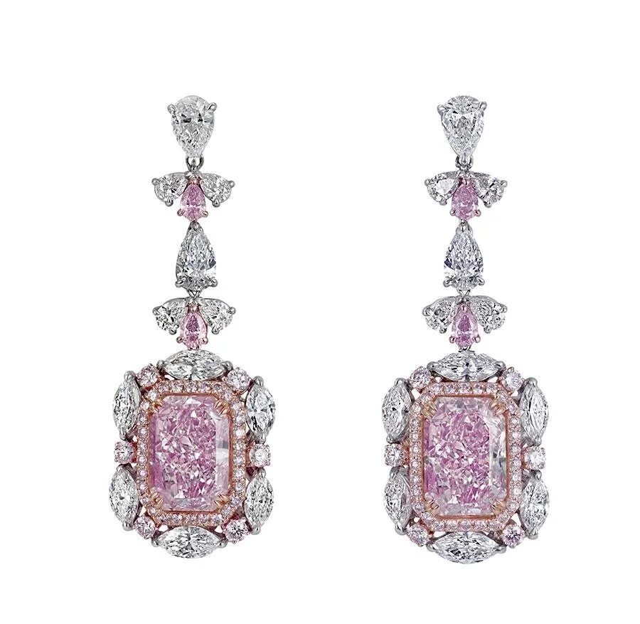 украшения с розовым камнем. серёжки с брилиантиками розовые. серьги меркури розовый кварц. серьги piaget rose. украшения с бриллиантами.
