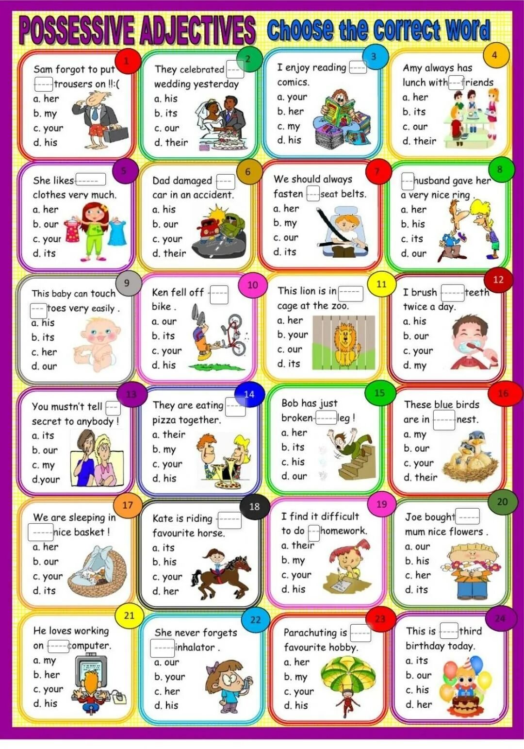 English has about words. Exercise possessive pronouns in English. Притяжательные местоимения в английском Worksheets. Игры на английском языке. Притяжательные местоимения Worksheets for Kids.