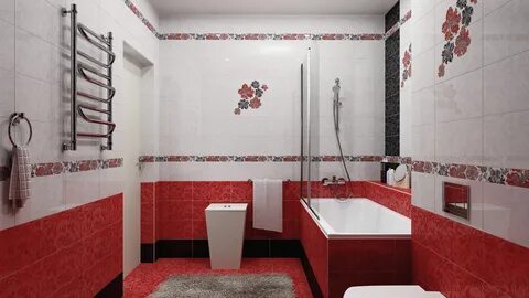 Плитка красные цветы