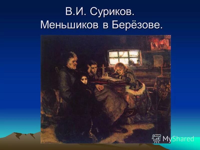 Ссылка а д меншикова в березов. В.И. Суриков. Меньшиков в Березове. 1883.. Меньшиков в Березове Суриков. Суриков Меньшиков в Березове картина.