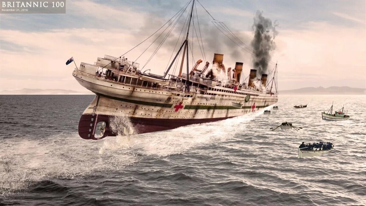 Британик корабль крушение. Британик корабль 1916. 1916 В Эгейском море затонул «Британик» — корабль-близнец «Титаника».