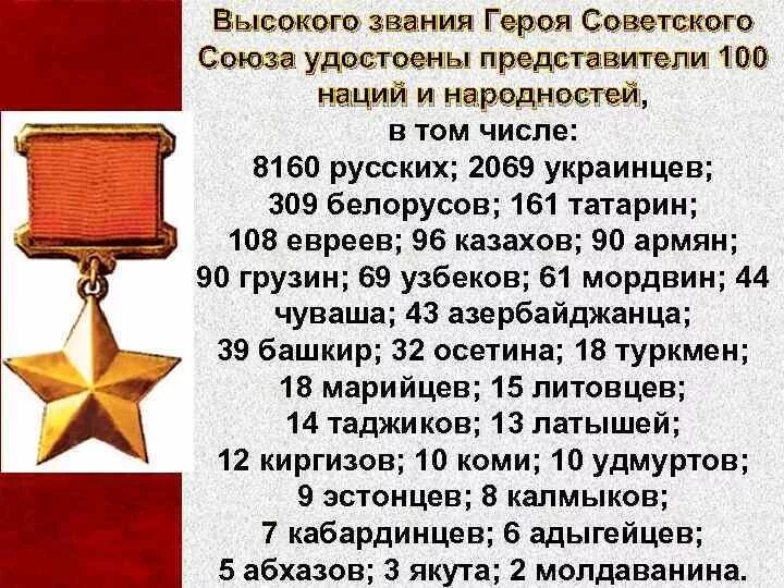 Сколько человек удостоены звания героя советского. Звание герой советского Союза Великой Отечественной войны. Герои советского Союза представители разных народов. Звание героя советского Союза в годы Великой Отечественной войны. Удостоены звания героя советского Союза.