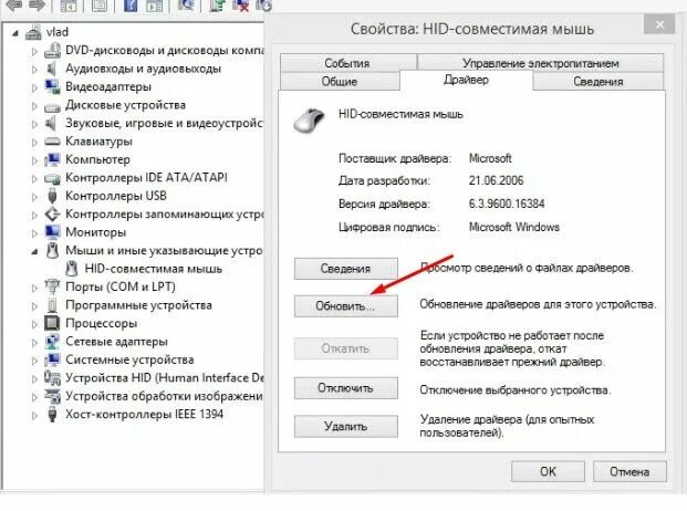 Windows 10 не видит мышку