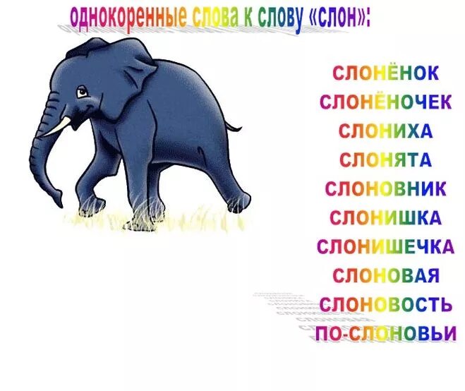 Окончание слова слонов. Однокоренные слова к слову Слоненок. Однокоренные глаголы.