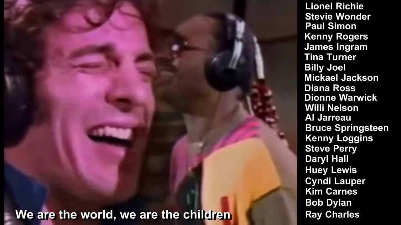 We are living in a world. We are the World исполнители. USA for Africa исполнители. Брюс Спрингстин we are the World. Лайонел Ричи we are the World.