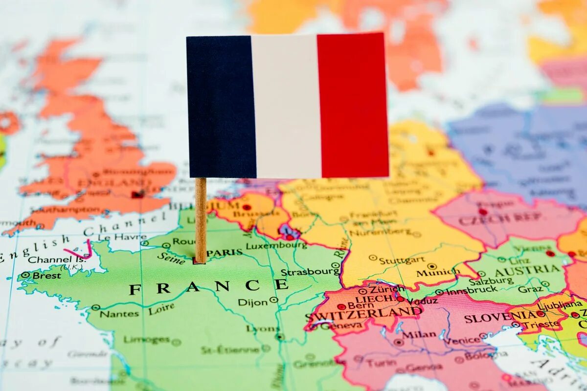 Франция на карте Европы. Пограничные государства Франции. Расположение Франции. Границы Франции.