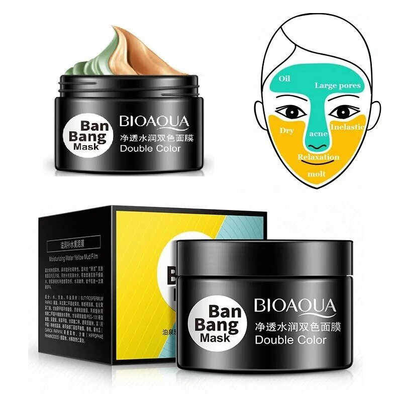 Bang bang face. Двойная маска BIOAQUA Bang Bang. BIOAQUA Bang Bang крем. Маска ban Bang Mask. Маска БИОАКВА двухцветная для лица.