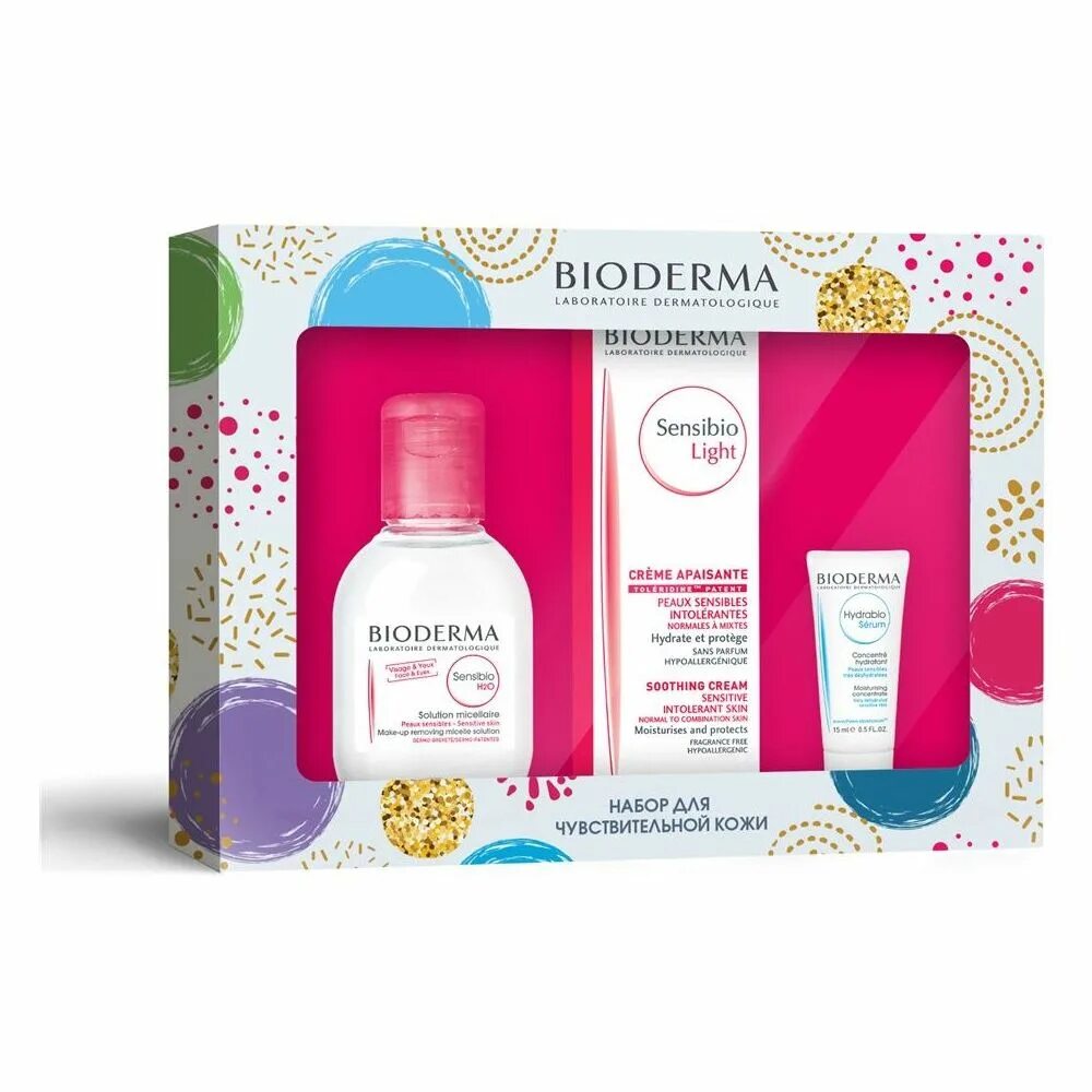 Bioderma sensibio крем легкий. Биодерма Сенсибио набор крем Лайт 40мл+h2o 100мл+Гидрабио сыворотка 15мл. Набор Bioderma Hydrabio набор. Биодерма Сенсибио Лайт крем 40мл. Bioderma Sensibio Light крем и сыворотка набор.