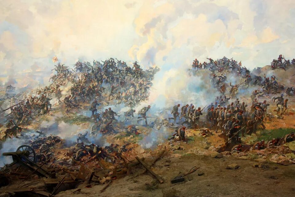 Картина взятие. Панорама Плевенская эпопея 1877 года. Штурм Плевны 1877. Штурм Плевны Скобелев. Штурм Плевны панорама.