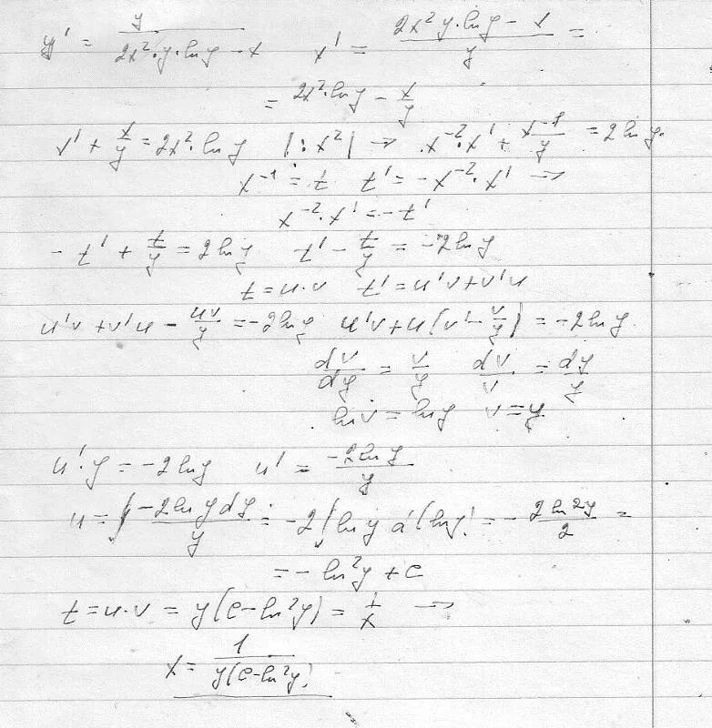 Дифференциальное уравнение y=y'LNY'. Y′=LNY/X+Y/X+2. XY'=Y(LNY-LNX). Y"+Y'/X(1+LNY'/X)=0.