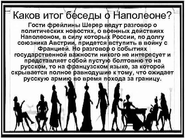 Гости салона Анны Павловны Шерер. Темы разговоров в салоне Шерер. Салон Анны Шерер гости. Вечер у Анны Павловны Шерер. Разговоры гостей в салоне шерер