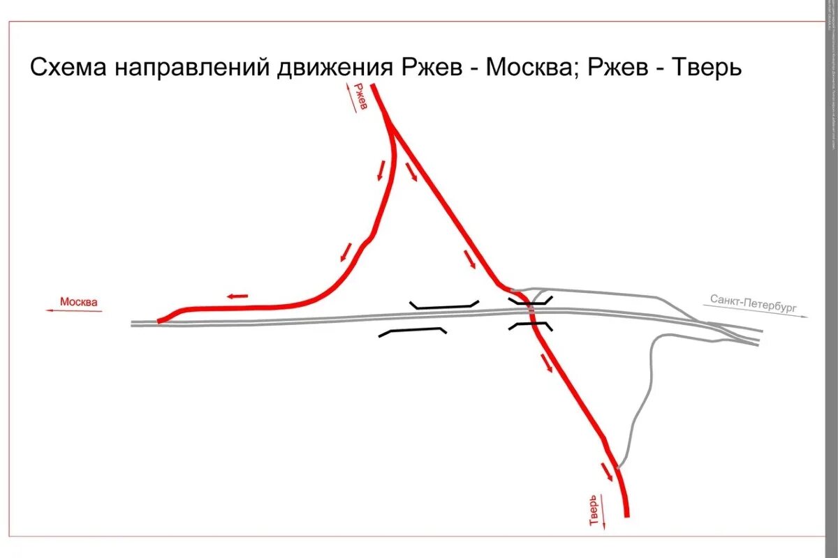 Меняется схема движения. Тверь схемы движения. Схема движения Ржев Тверь. Схема временного съезда. Тверь Старицкая развязка.