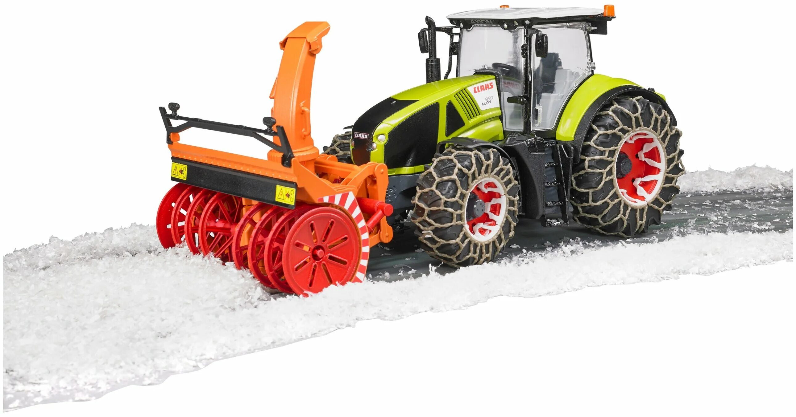 Купить снегоуборочный трактор. Трактор Axion 950. Трактор CLAAS Axion 950 c цепями и снегоочистителем. Bruder трактор CLAAS Axion 950 c цепями и снегоочистителем. Снегоочиститель Bruder 02349.