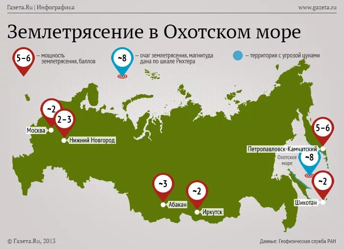 Землетрясение в москве сколько баллов
