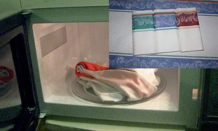 Как постирать полотенце в домашних условиях. Кухонное полотенце в микроволновке. Стирка в микроволновке кухонных полотенец. Кухонные полотенца стирать в микроволновке. Отбеливание кухонных полотенец в домашних.