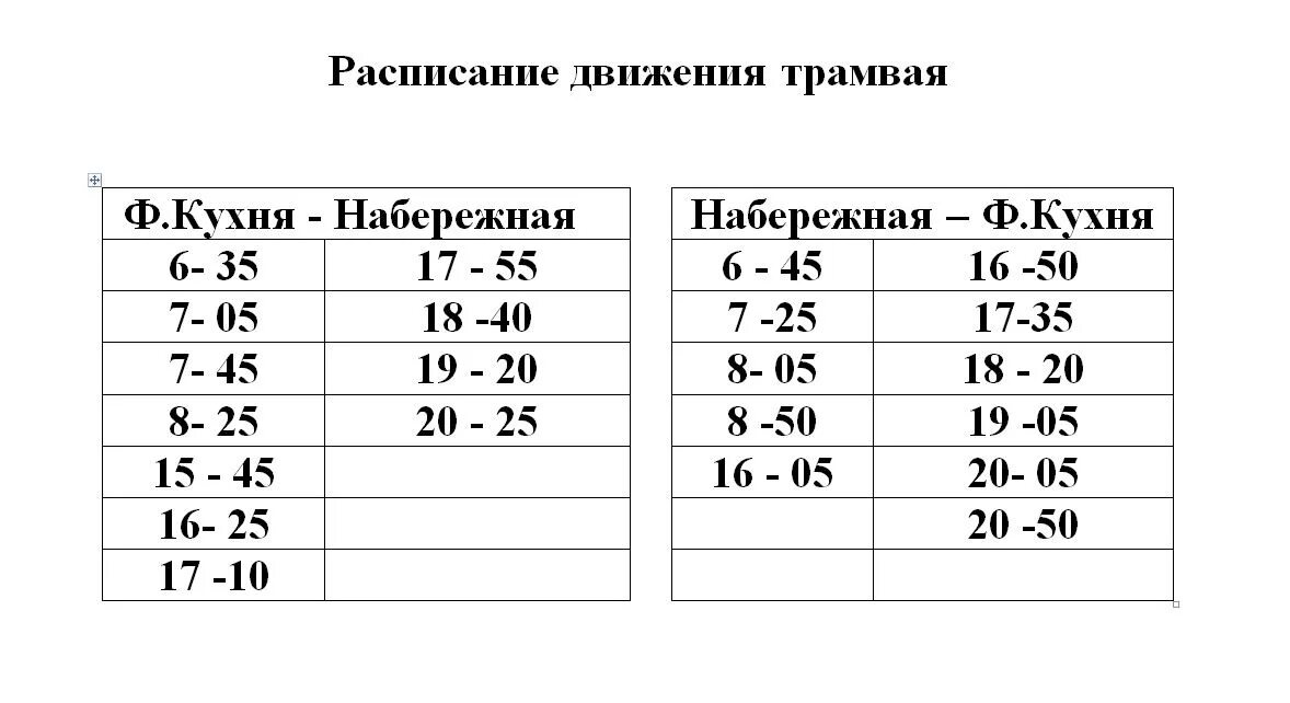 Расписание трамвая 26