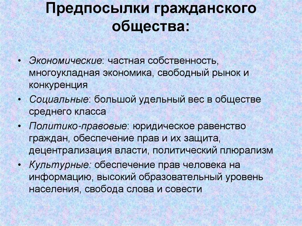 Предпосылки гражданского