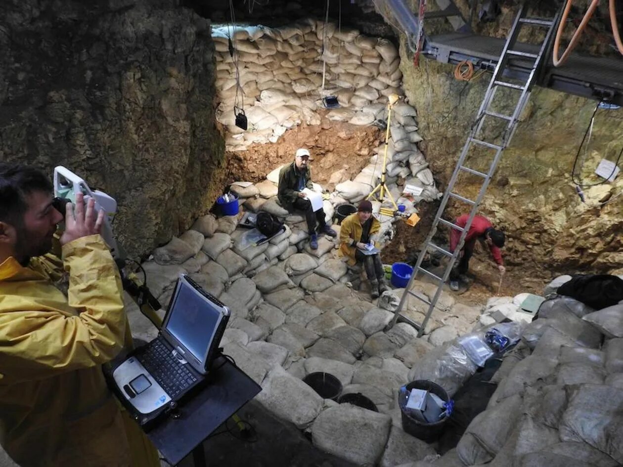 Hohle fels Cave near Ulm. Скакала скала пол земли оскакала. Немецкие археологи