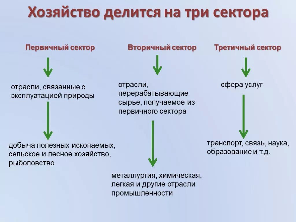 Какие есть секторы экономики