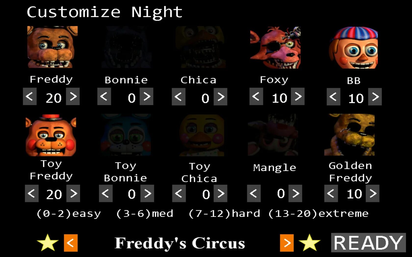 Фнаф 2 сколько. FNAF 2 Freddys Circus Custom Night. Своя ночь ФНАФ 2. ФНАФ 2 кастом Найт. Фредди кастом Найт.