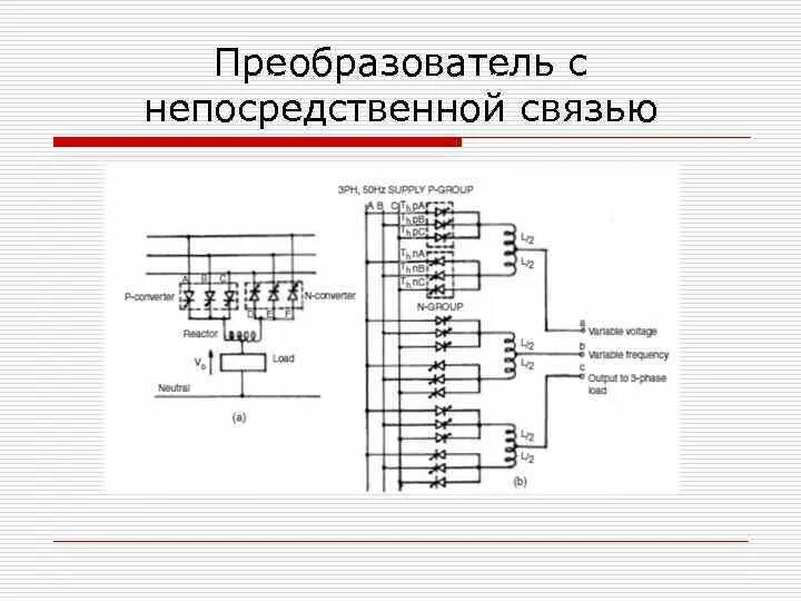 Преобразователь частоты с непосредственной связью. Инверторы с непосредственной связью. Преобразователи с непосредственной связью. Схема. Принцип действия схемы с непосредственной связью.