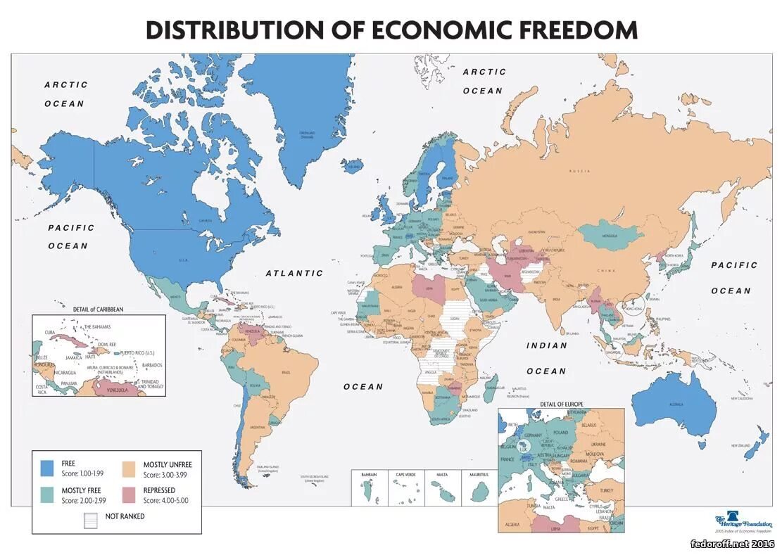 Карта экономической свободы. Карта индекса экономической свободы.