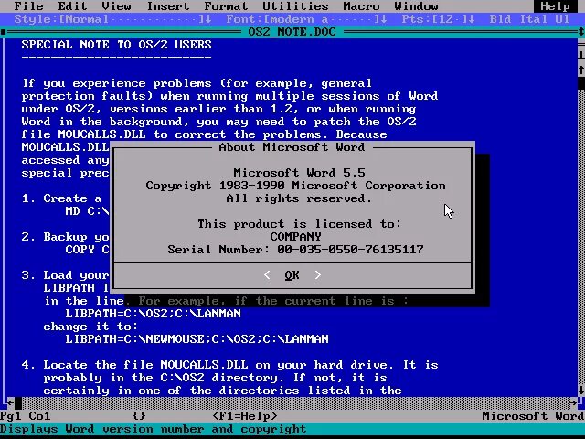 Ms dos 5. Word 1983. Первый ворд. Версии MS Word 1983. Microsoft Word dos