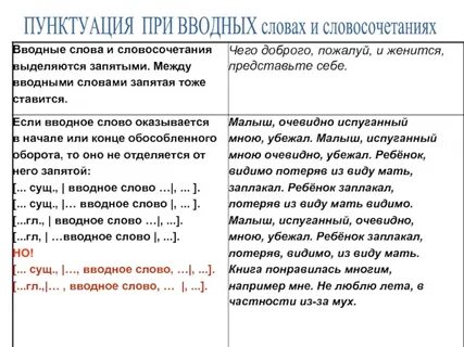 Пунктуация при вводных словах и обращениях