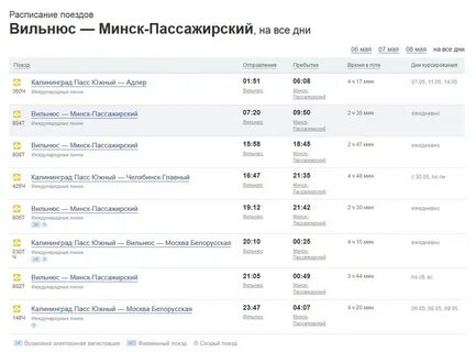 Расписание эл минск