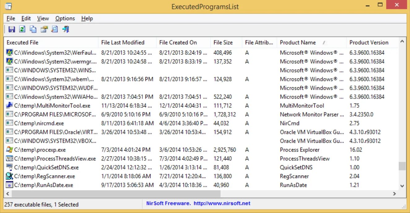 Oracle exe. Executedprogramslist что это. program list. программа list. freeware programs.