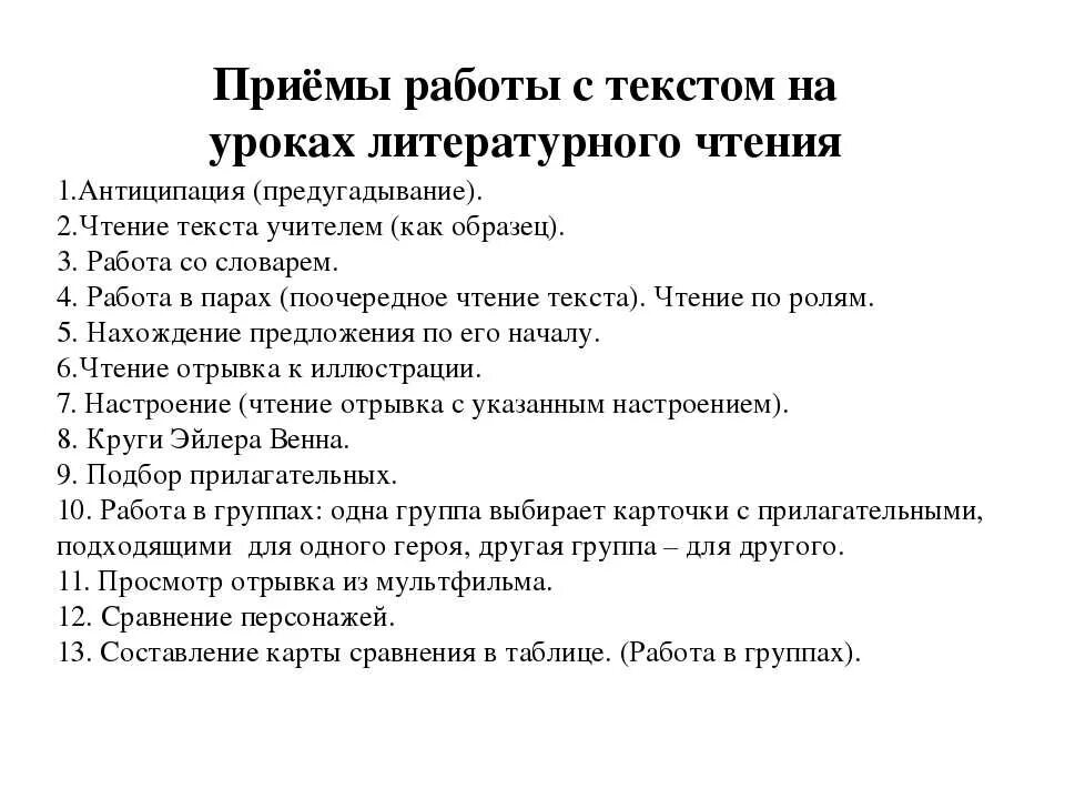 Методы и приемы на уроках чтения в начальной школе. Приемы на уроках литературного чтения в начальной школе. Виды синтетической работы на уроках литературного чтения. Приемы на уроках чтения для понимания текста. Методика литературного чтения в начальной школе