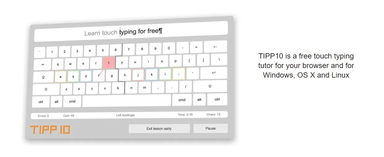 Learn typing. Tipp10. Тренажер печати Linux. Touch free. Не включается клавиатура на Touch typing Tutor.