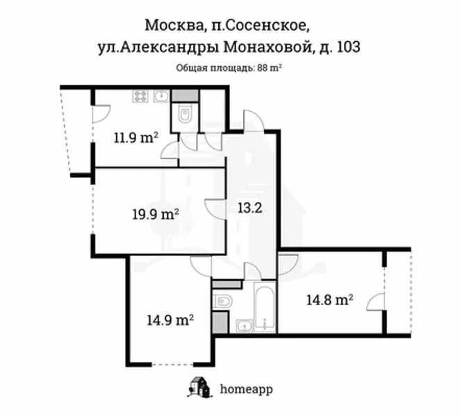 Индекс москва п сосенское. Александры Монаховой 103. Улица Александры Монаховой 103 планировка 3 комнатной квартиры. Сосенское поселение, ул. Александры Монаховой, 103 планировка.