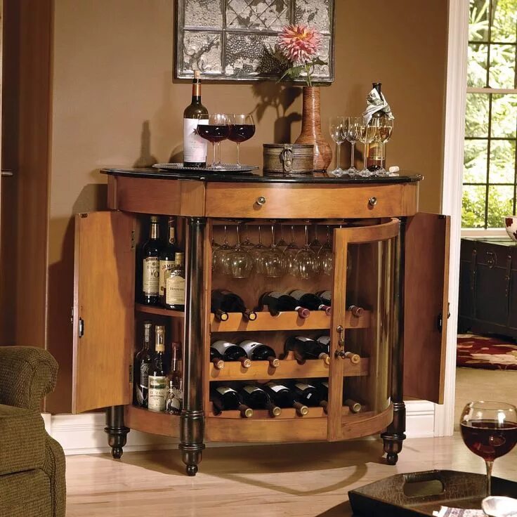 The type of wine rack cabinet I want for all my bottles and glasses. Home bar ca
