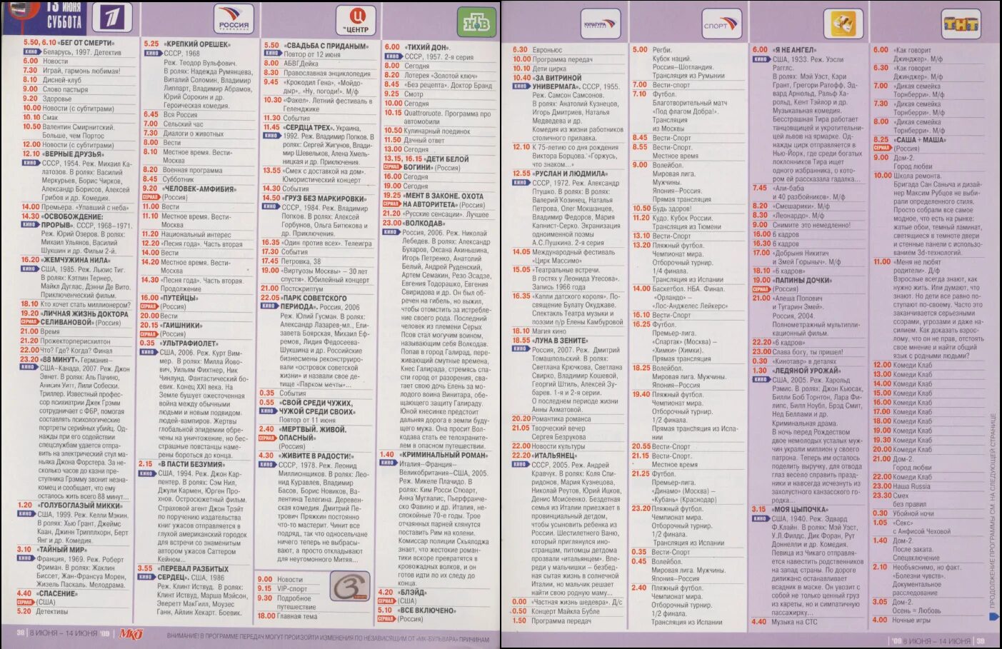 Телепрограмма. Канал Россия 2009. ТВ программа. ТВ центр программа передач.