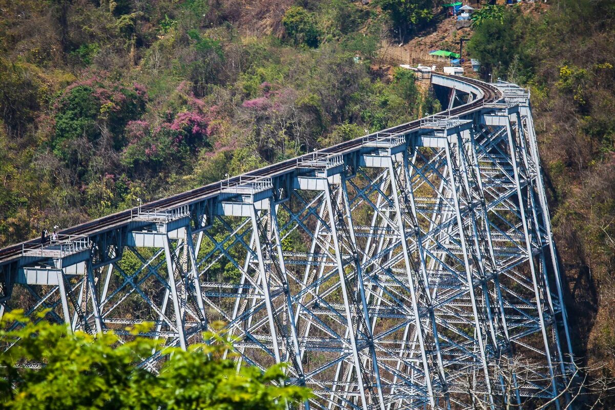 Виадук Готейк. Мост Готейк в Мьянме. Виадук Готейк в Мьянме. Бирма мост ЖД.