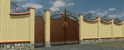 Красивый забор из кирпича фото