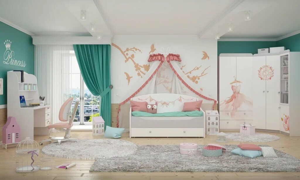 Детская принцесса. Детская Tesca мебель. Спальня для девочки 7 лет. Комната принцессы. Детские комнаты принцесс.