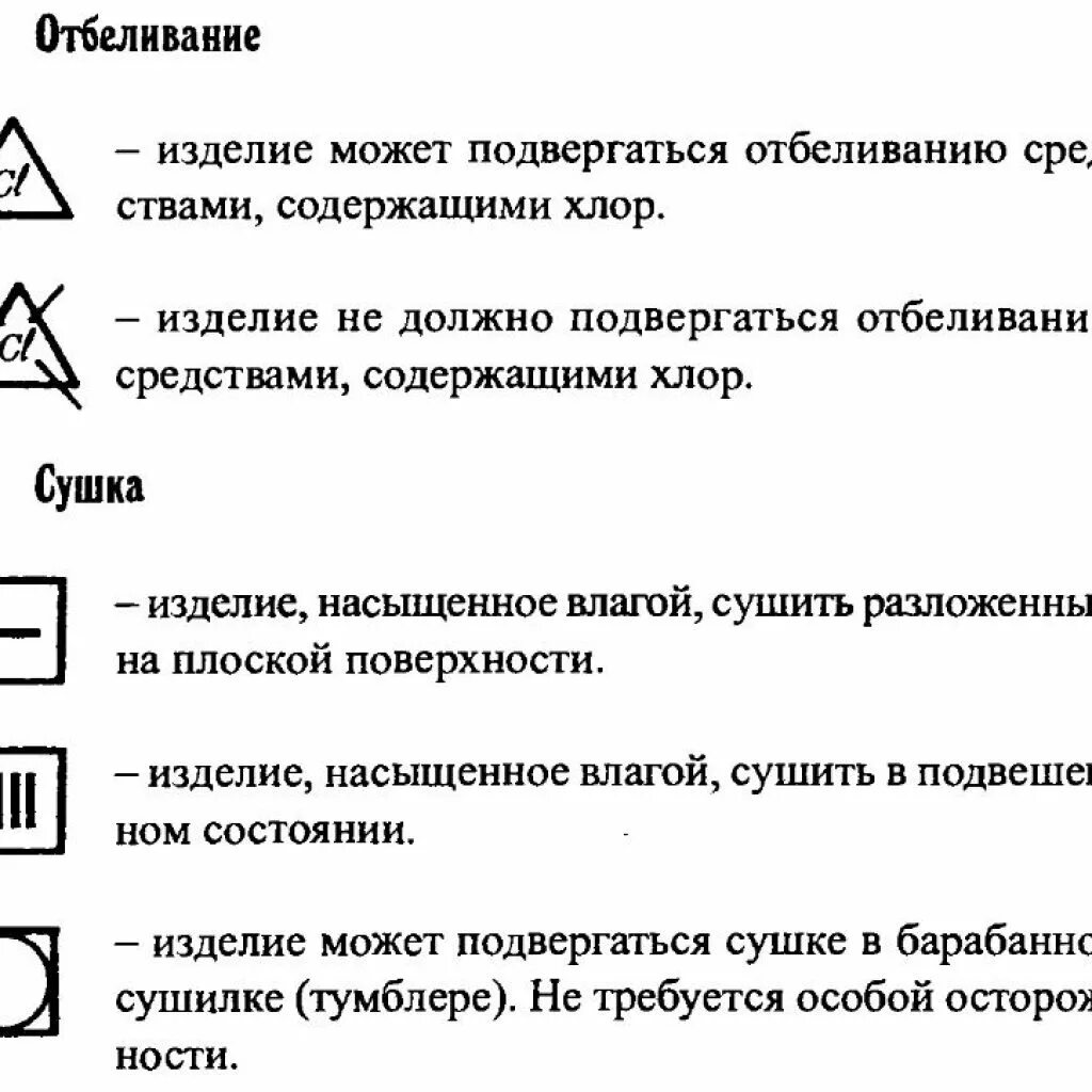 Знаки на этикетках обозначения