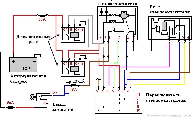 Распиновка стеклоочистителя