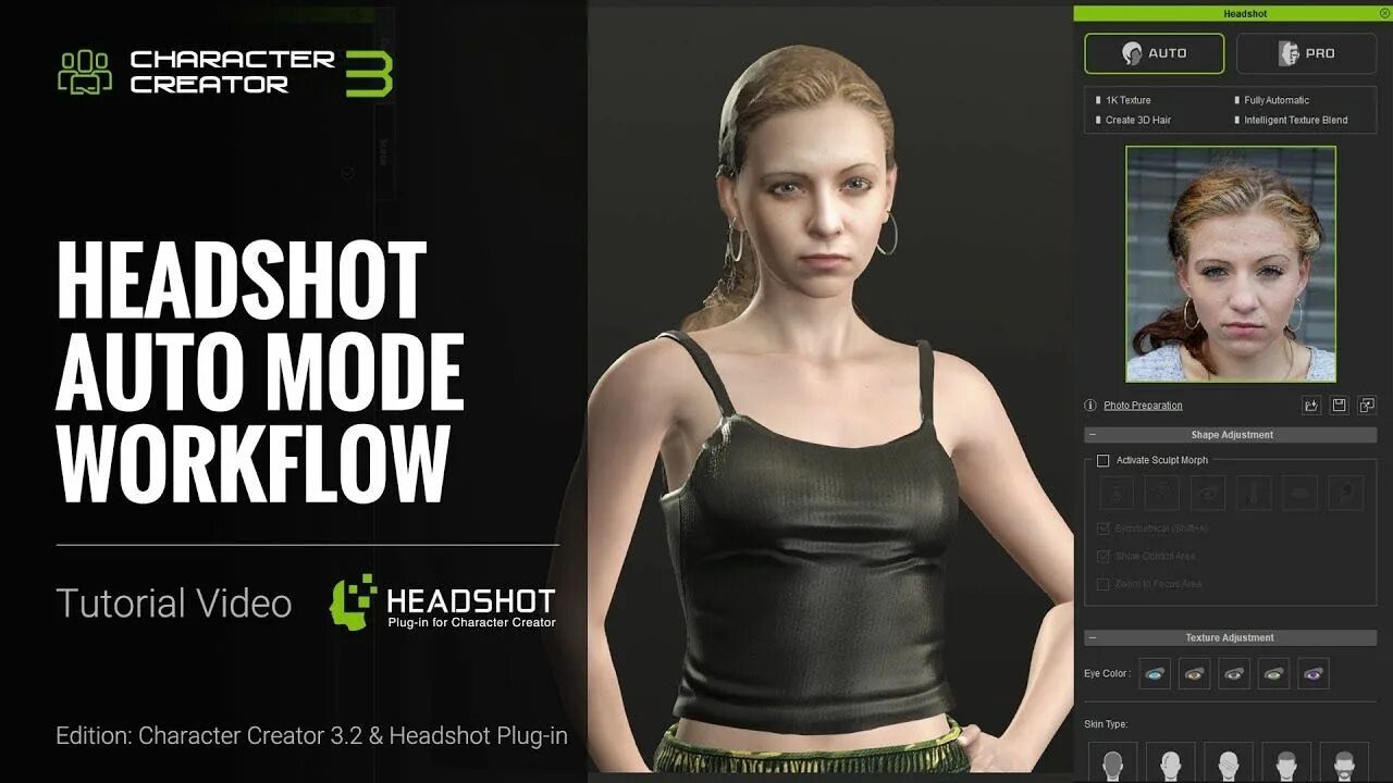 Headshot plugin. Headshot_plug-in. reallusion headshot plug-in. character creator 3.
